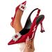 Square Buckle Rhinestone Pointed-toe Sandals For Women, New Style High-heeled Shoes With Thin Heels, Versatile Elegant,_vogvips.com