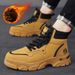 Men's Winter Work Boots - Leather High Top Ankle Boots With Warm Fleece Lining, Non-Slip PVC Sole For Outdoor & Casual Wear_vogvips.com