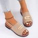 Women's Shoes New Flat Sandals For Women Fabric Elastic Band Metal Decorations Large Size Shoes Beach Shoes_vogvips.com