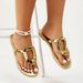 Cross-border Foreign Trade Large-size Women's Flip-flops 2025 New Model With Metal Buckle Summer Beach Flat Sandals_vogvips.com