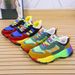 Large Shoe With Rainbow Sole And Fashionable Lace Up Fly Weave Breathable Casual Sports Single Shoes For Women_vogvips.com