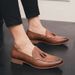Euro Step Summer British Style Slip-On Tassel For Men Korean Version Height-Increasing Carved Brogue Men's Trendy Business Leather_vogvips.com