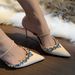 Pointy rhinestones with high heels, fine heels, champagne one-line sandals, half sandals_vogvips.com