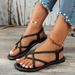 Pinch Toe Casual Flat Sandals For Women In 2025, New Woven Leg Roman Beach Shoes, Size 43 Sandal_vogvips.com