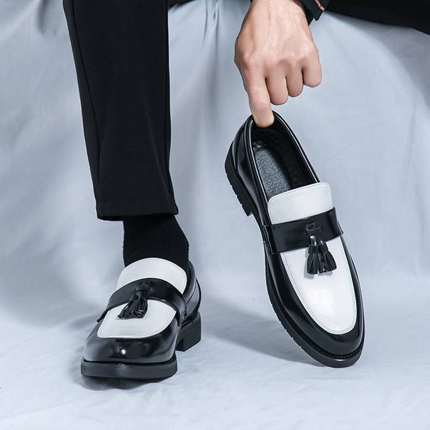 New Fashion Genuine Leather Tassel Business Casual Loafer Shoes For Men Black Business Formal Leather Shoes For Daily Office Casual Men's Shoes For Dr_vogvips.com