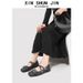 Retro British Style Square Toe Buckle Mary Jane Mid Calf Shoes Low Cut With Back Zipper Spring New_vogvips.com