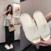 Summer New Women's Platform High-heeled Mesh Hollow Beach Shoes One-word Slippers_vogvips.com