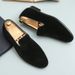 New Fashion Black Business Casual Loafers Daily Brown Matte Office Men's Shoes One Foot Pedal Brown Banquet Dress Leather Shoes_vogvips.com