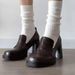 British Style Thick Heel High Heel Small Leather Shoes Women Loafers Casual Jk Single Shoes Women_vogvips.com