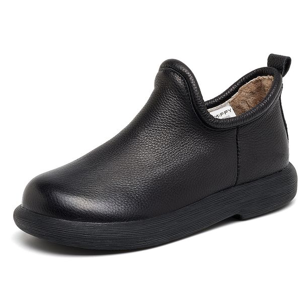 Top Layer Cowhide For Women 2024 Winter New Fleece-Lined Warm Women's Martin Boots Soft Sole Genuine Leather Flat Cotton_vogvips.com