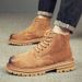 Big Yellow Boots Martin Boots Can't Kick Bad, Leather Tooling Medium Help Men's Short Boots Men's Shoes_vogvips.com