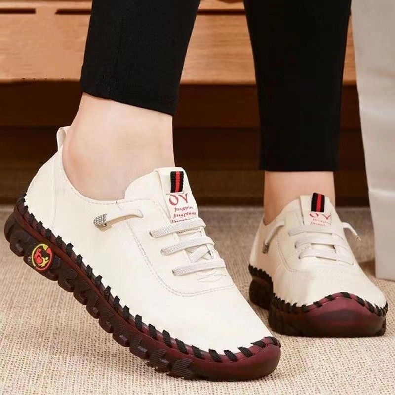 Stock pure hand-stitched line large size cross-border student shoes female independent station flat mother single shoe casual shoes_vogvips.com