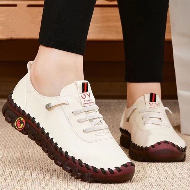 Stock pure hand-stitched line large size cross-border student shoes female independent station flat mother single shoe casual shoes_vogvips.com