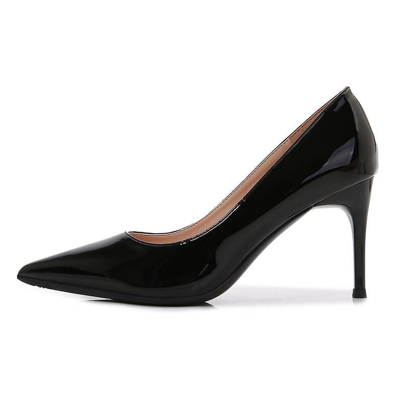 Elegant Nude High Heels Women S Black Patent Leather Stiletto Pumps Thin Heel Fashionable Footwear For Ladies_vogvips.com