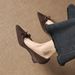 Cameido Women's Vintage Pointed Toe Mary Jane Shoes Suede Leather Bow Heel Spring_vogvips.com