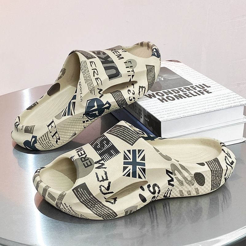 Men's Summer Slippers With A Sense Of Stepping On Poop, Anti Slip Thick Sole, Trendy Outerwear, Straight Drag, Casual_vogvips.com