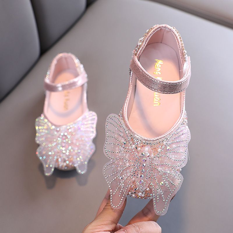 Fashion Small Big Bow Square Mouth Dance Performance Shoes Single Shoes Small Leather Shoes_vogvips.com