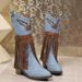Women's Nude Ankle Boots New Tassel Riveted Belt Buckle Mid-Calf Large Size Thick Heel Matching Color Boots For Women_vogvips.com