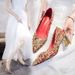 Red Gold Pointed-toe High-heeled Shoes With Chinese Embroidery And Rhinestone Wedding Shoes, 7 Cm Thick Heel, High And Stylish Red Shoes_vogvips.com