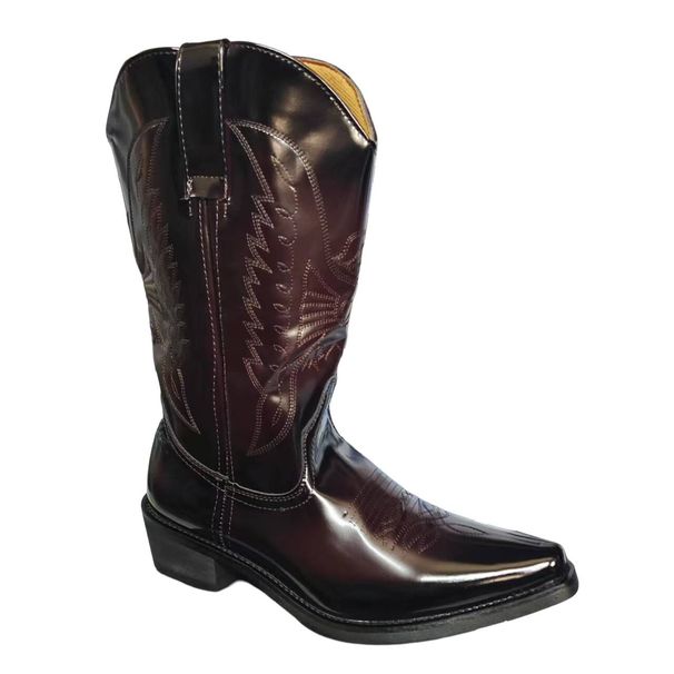 HPIOPL Cowboy Boots For Men & Women - Pointed Toe High Heel Western Boots With Embroidery (Sizes 35-48, Black/Dark Brown)_vogvips.com