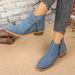 Winter Pointed Toe Ankle Boots For Women Side Zipper Low Heel Chunky Martin Boots Plus Size New Style Export_vogvips.com