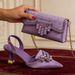 New Women's Shoe Bag Set Combination, Exquisite Diamond Buckle Matching, Simulated Silk Fabric, Slim Heel Pointed Shoes_vogvips.com