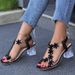 Foreign Trade Plus Size Rhinestone Butterfly Sandals 2023 New Square Toe Crystal Chunky Heel Transparent High Heels For_vogvips.com