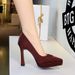 8399-2 European And American Style Elegant Party High-heeled For Women, Pointed Toe, Platform, Satin, Chunky Heel,_vogvips.com