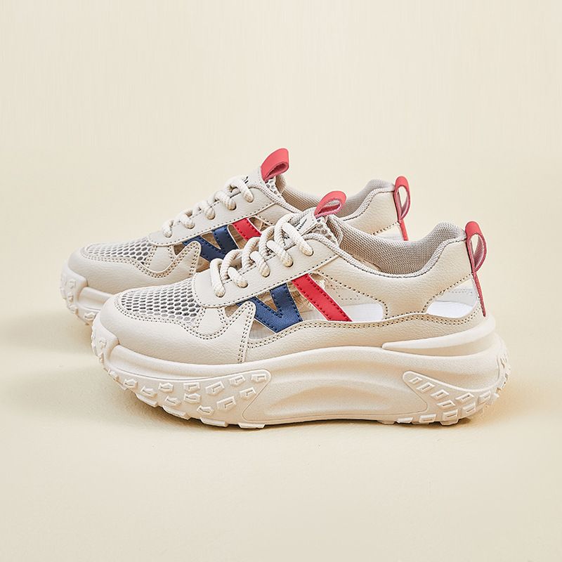 2025 Summer New Hollow Dad Shoes For Women, Mesh Breathable Student Ins Trend Casual Thick Sole Height Increasing KT2669_vogvips.com