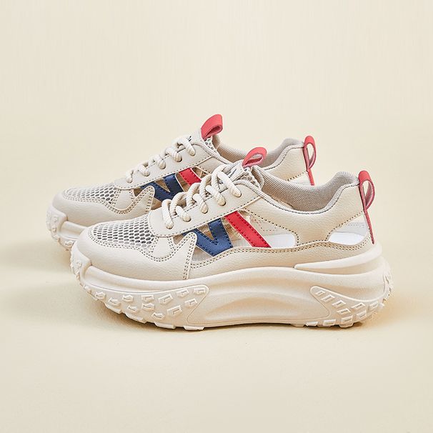 2025 Summer New Hollow Dad Shoes For Women, Mesh Breathable Student Ins Trend Casual Thick Sole Height Increasing KT2669_vogvips.com