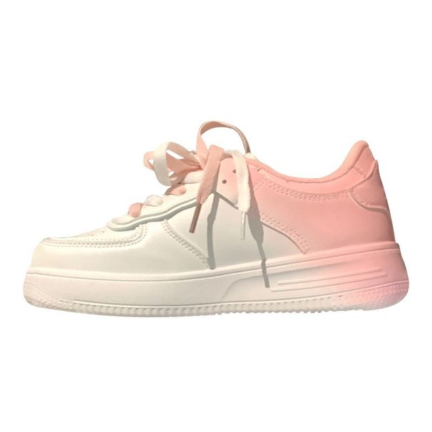 Gradient Color Flat White 2025 Spring Summer Autumn Thick Sole New Lace-up Sneakers Middle School Students Casual Shoes_vogvips.com