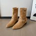 2024 New Matte Rivet Melad Chunky Heel Mid-Calf Western Cowboy Pointed Toe Wrinkled Slouch Boots For Women_vogvips.com