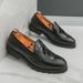 Men's Fashion Slip-On Casual Leather Men Spring Autumn New Thick-Soled British Style Tassel Trendy Shoes_vogvips.com