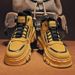 Men's Casual High-Top Work Boots With Thick Sole For Outdoor & Daily Wear - Anti-Slip Comfortable Martin Boots In Yellow, Green, Black_vogvips.com