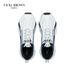 VICKI BROWN Men's Brown Color Block Leather Sneakers, Comfort Cushioned Non Slip Outdoor Casual Walking Shoes_vogvips.com