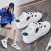 K8636 New Women's Color Blocked Autumn Height Increasing Thick Sole Cross Strap Casual Board Shoes Student Fashion_vogvips.com