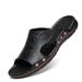 Shoes Sandals Mens Classic Summer Soft Black PU Leather Slippers Lightweight EVA Slides For Men_vogvips.com