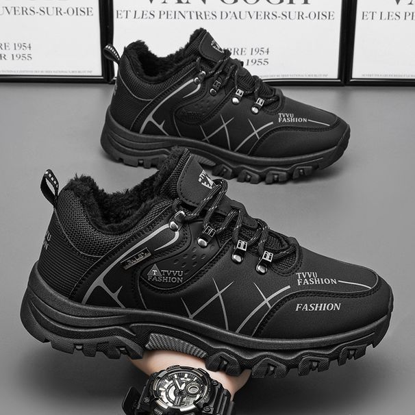 Fleece-Lined Warm Work Shoes, Slip-Resistant And Wear-Resistant, For Construction Work, Outdoor Travel, Hiking, Versatil_vogvips.com