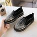 Women's Fashion Loafers With Rhinestones - Slip-On Comfort Shoes For Casual Wear, Round Toe & Low Heel, Black & Khaki Options_vogvips.com