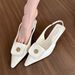 Low Heel Baotou Sandals Women 2024 Spring/Summer New Pointed Metal Camellia Single For Slimming Soft Leather Shallow_vogvips.com