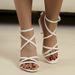New Strappy Cross Strip High Heels Plus Size Strappy Open Toe One-line Buckle Sandals_vogvips.com