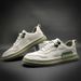 Men's Genuine Leather Casual Sneakers - Breathable Low-Top Lace-Up Shoes With Cushioned Sole, Classic Round Toe Design For Everyday Comfort_vogvips.com