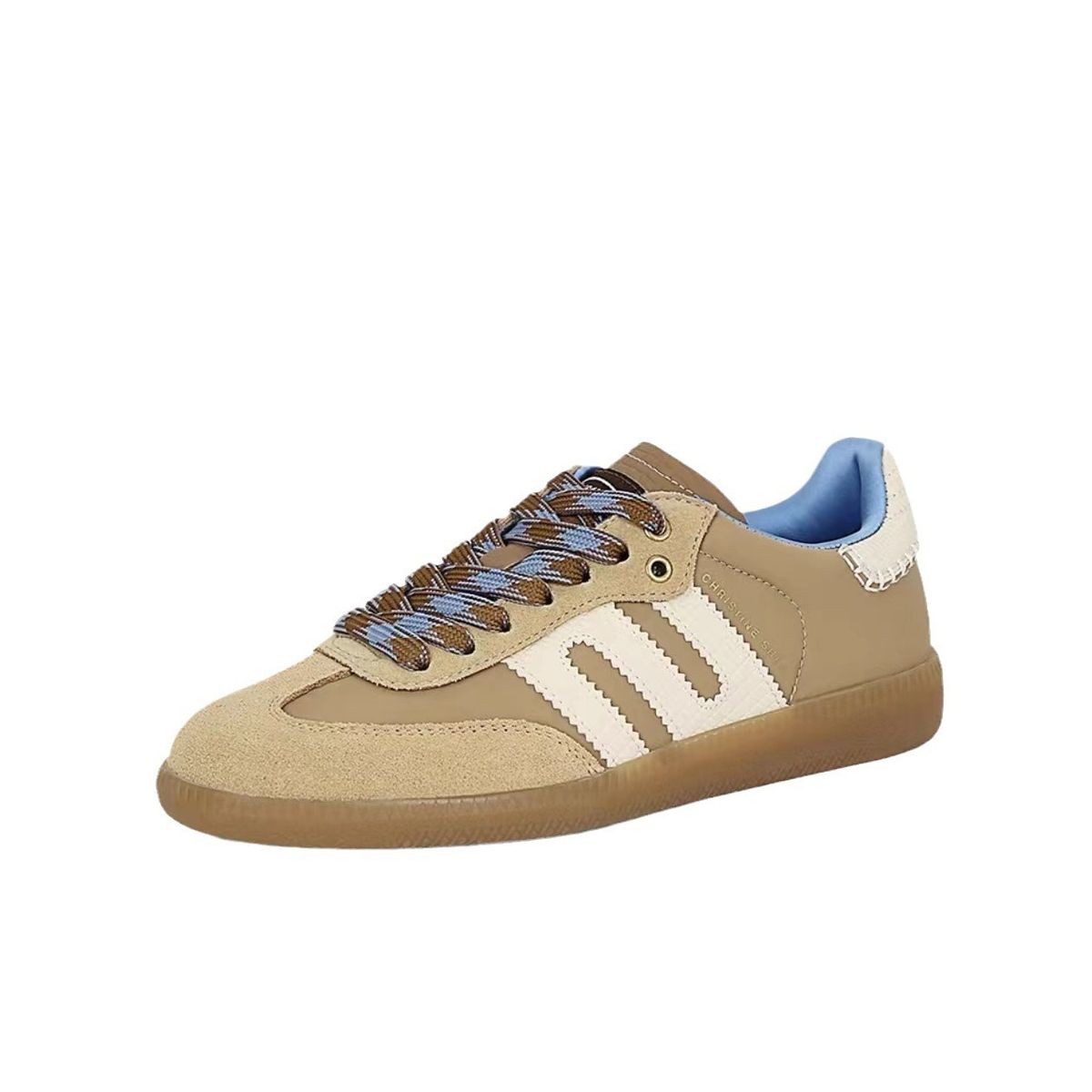 Meridian Color Blocked German Training Shoes, Soft Leather Sports Casual Shoes, Women's Lace Up Retro Flat Shoes, Women's Sneakers._vogvips.com