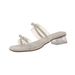 Summer Chic: 3d Floral Rhinestone Clear Chunky Heel Sandals - Women's Square Toe High Heel Slides For Outdoor Wear_vogvips.com