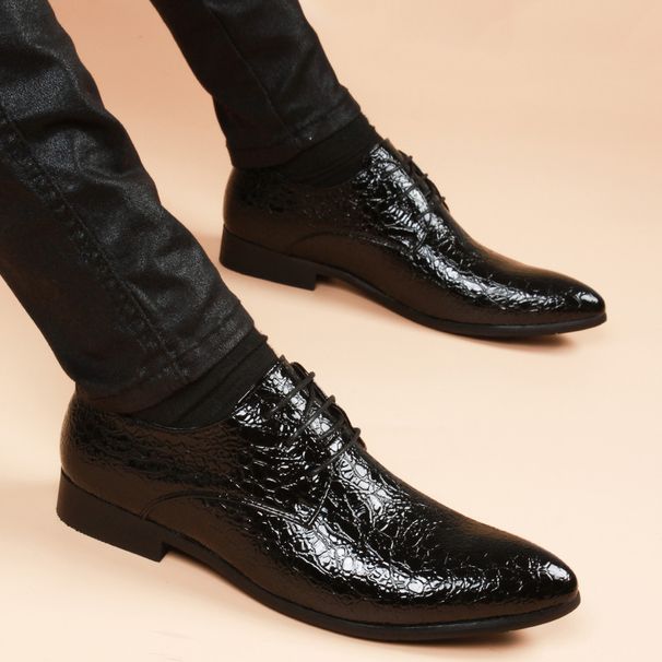 New With Crack Pattern, Fashionable Trendy Cool Men's Business Casual Sh, British And European Style Small Leather_vogvips.com