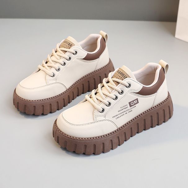 XQ229 New 2024 Spring Summer Height-Increasing Sneakers Platform Sole Wear-Resistant Street Style Trendy Simple Women's_vogvips.com
