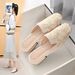 Baotou Half Slippers For Women, Summer Mid-Heel Outdoor Chinese Style Embroidered Shoes, Lazy Mules With Chunky Heels, Fashionable Sandals_vogvips.com