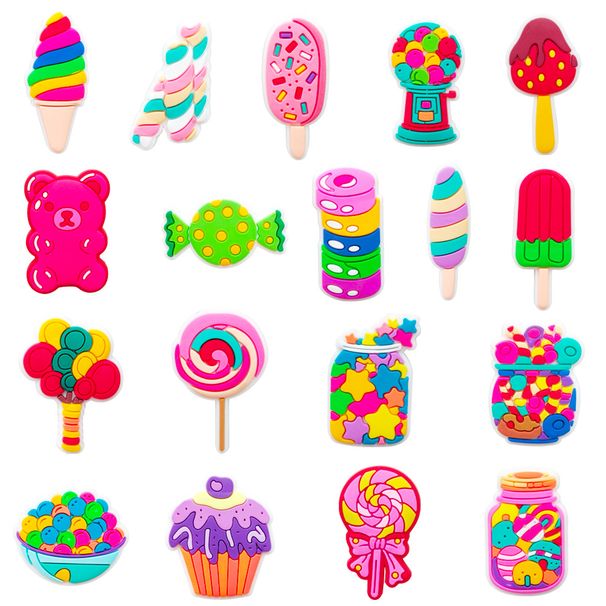 18 Sets Of Cute Candy Shoes Flower Children's Gift Accessories PVC Soft Rubber Shoe Buckle_vogvips.com