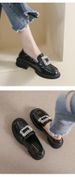 Thick-soled Small Leather Shoes For Women, Retro One-pedal Rhinestone Single Shoes, British Style Loafers For Women_vogvips.com