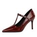 3629-A European And American Style Elegant T-Strap High Heels Hollow Pointed Toe Shallow Mouth Women's One-Strap Thin_vogvips.com
